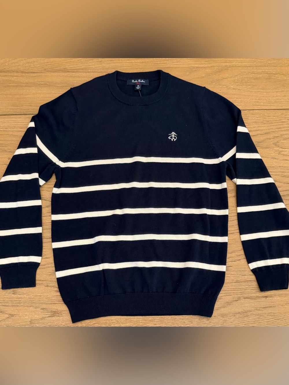 Brooks Brothers Navy & White Striped Crewneck Sweater youth